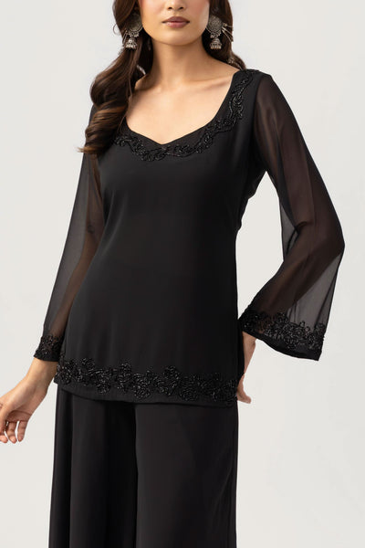 Beaded Bell Top - Black