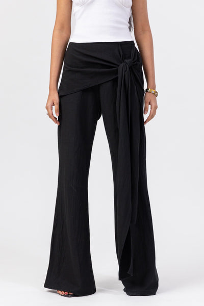 Scarf Wrap Pants - Black