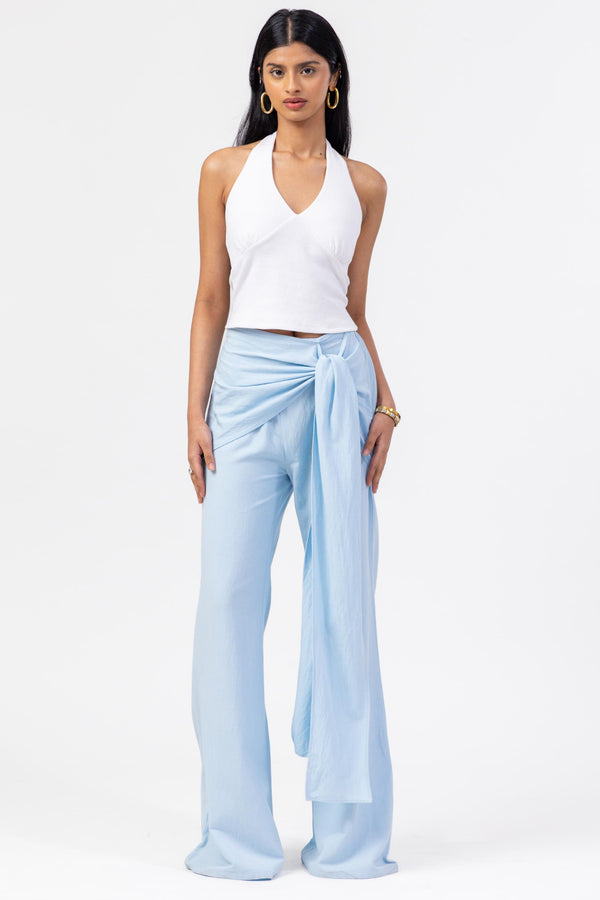 Scarf Wrap Pants - Ice Blue