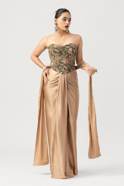Satin Drape Skirt - Champagne