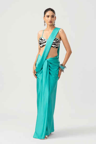 Satin Drape Skirt - Teal