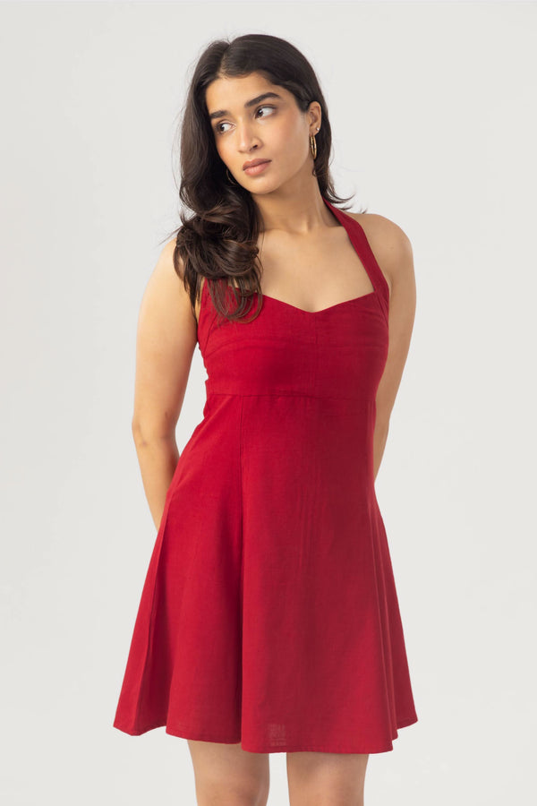 Red Halter Mini Dress